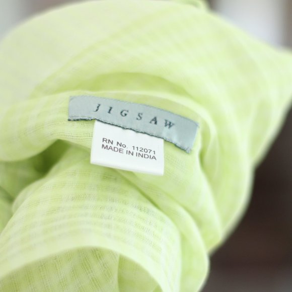 JIGSAW Light Celery Green Striped Scarf or Wrap - Picture 2 of 4